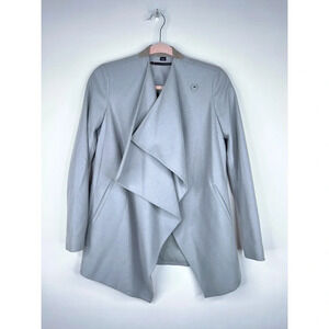 All Saints Ora Wool Blend Jacket Gray Draped Lapels Snap Closure Neutral Size 00